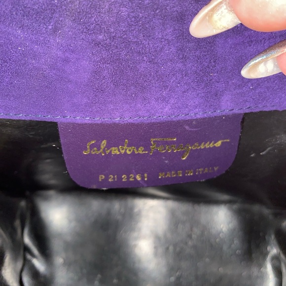 Purple and Gold Structured Clutch with Lock Closure - Picture 7 of 7